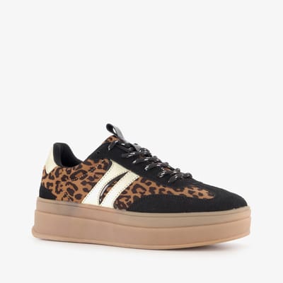 Blue Box dames sneakers met luipaardprint - Bruin - Uitneembare zool - Maat 36