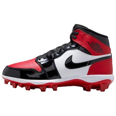 Air Jordan 1 Mid TD Cleat Bred Toe Heren Sneakers Gym-Rood Wit Zwart FJ6805-601 42.5 black