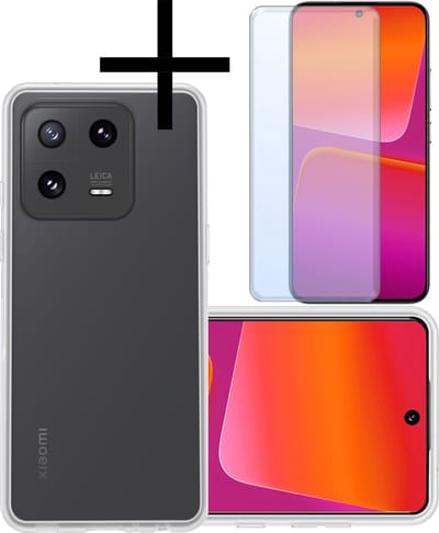 Hoesje - Met Screenprotector - Geschikt voor Xiaomi 13 - Sterk & Shockproof - Back Cover - Siliconen Case - Telefoon Hoes - Transparant