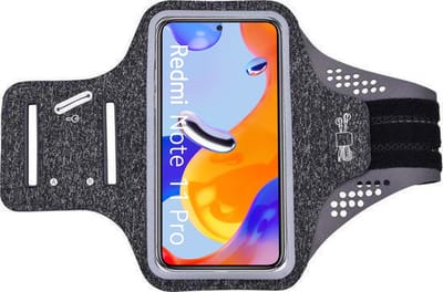 Hoesje Geschikt voor Redmi Note 11 Pro hardloop telefoonhouder – armband - sportband - van stof - Zwart