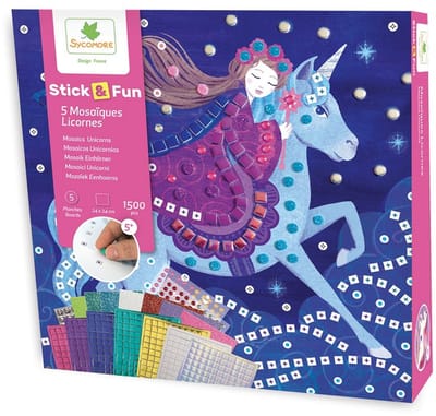 Sycomore mozaïek speelgoed unicorns creatief knutselen kinderen.