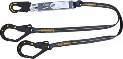 Kratos Safety Dielectri Y lijn veiligheidslijn met 2x steigerhaak en karabijnhaak – 1.5m – FA3040515 - FA5010322B Aluminium karabijnhaak - Incl. FA5010322B Aluminium karabijnhaak