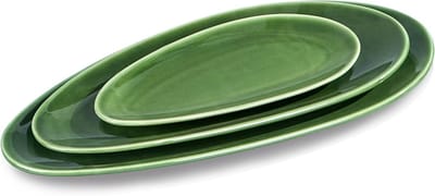 Grote Ovale Serveerkommen van Porselein, Set van 3 voor Feestjes en BBQ, Stapelbare Schalen voor Appetizers en Sushi, Ideaal voor Catering en Diner