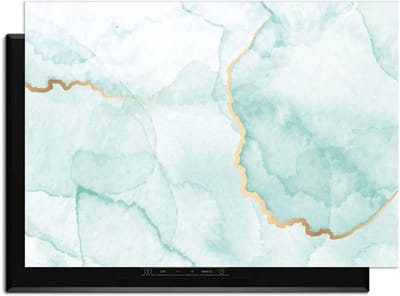 KitchenArt - Misty Jade – Inductie Beschermer - 83x51.5 cm - Kookplaat Beschermer - Luxe Afdekplaat Inductieplaat - Anti-slip & Oprolbaar - Beschermmat Inductiekookplaat