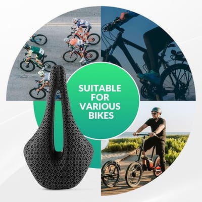 Ergonomisch Fietszadel 3D Geprint Lichtgewicht Schokdempend voor Racefiets MTB BMX Dames Heren