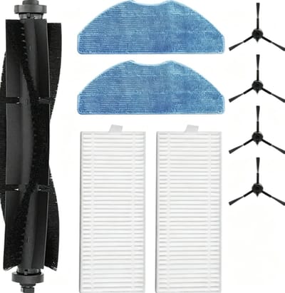9 stuks Accessoireset - 1 hoofdborstel, 4 zijborstels, 2 reinigingsdoeken en 2 filterzeven - Voor 360 S8, S8 Plus , 360 Botslab S8 Plus, Rowenta X-plorer Serie 75 S+ RG8597W, EZVIZ RE4 / RE5 Plus