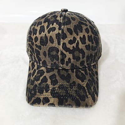 Vintage Gewassen Luipaardprint Baseballpet, Verstelbare Katoenen Dad Hat Voor Vrouwen, Retro Streetwear Zonneklep Pet Voor Buitenreizen Adjustable gray