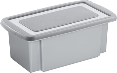 Sunware opslagbox - kunststof - 7 liter - grijs - 38 x 21 x 14 cm - met afsluitbare deksel