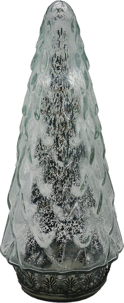 Clayre & Eef Kerstdecoratie met LED-verlichting Kerstboom Ø 11x24 cm Zilverkleurig Glas