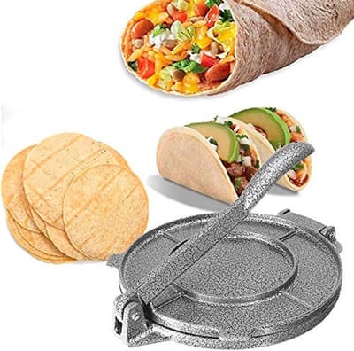 Dailygoods- Tortillapers Gietijzer - Multifunctionele Tortillamaker - Antiaanbaklaag - Duurzaam - 30cm - Geschikt voor Maïstortilla's