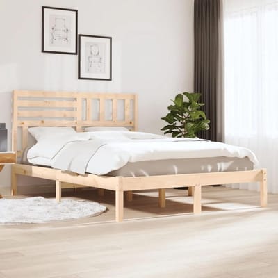 Houten Bedframe - Massief Hout - Slaapkamer Meubels - Rustieke Look - 120x190 cm - Naturel