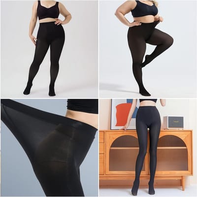 Dames Zwarte Panty’s, Elastische Semi-Opaque, Comfortabele Tailleband, Perfect voor Plus Sizes en Dagelijks Gebruik