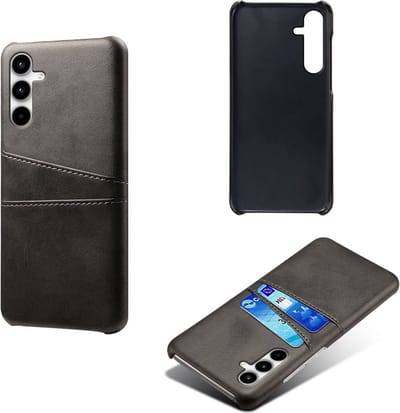 MobyDefend Hoesje - Geschikt voor Samsung Galaxy A35 - Lederen Backcover Met Vakjes Pasjes - Zwart