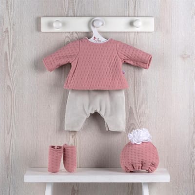 Asi poppenkleding jersey set met schoenen en hoed - Maria - poppenoutfit.