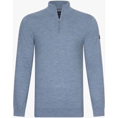 Cavallaro Napoli Trui Uni Color Merino Half Zip Grijsblauw / male