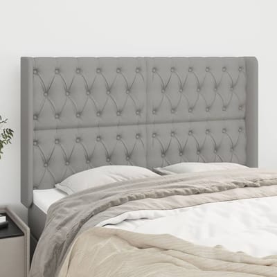 vidaXL - Hoofdbord - met - randen - 147x16x118/128 - cm - stof - lichtgrijs