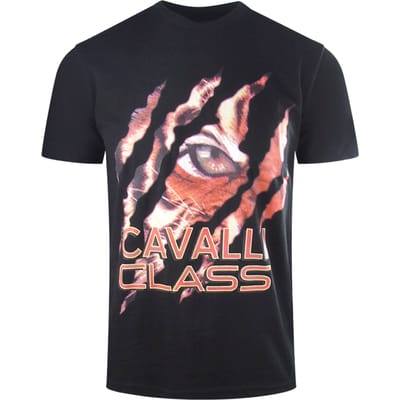 Cavalli Class Peeking Tiger Design zwart T-shirt