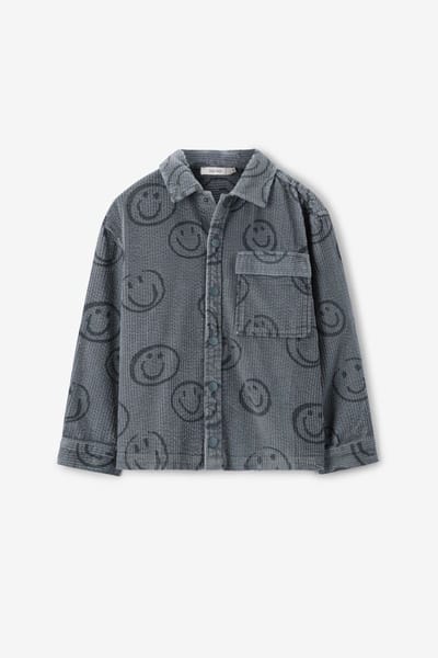 Sissy-Boy - Blauw corduroy overhemd met smileys