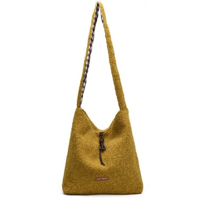 Wintermode Pluche Tas Dames Nieuwe Mode College Stijl Schoudertas Casual Grote Capaciteit Pluche Draagtas brown