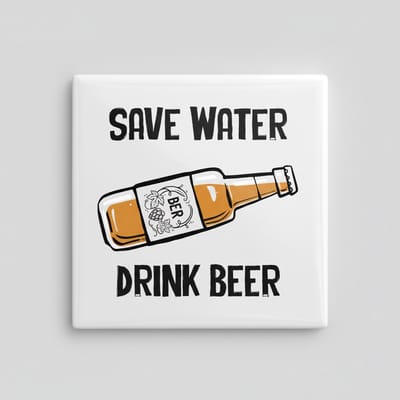 Save Water Drink Beer Tekst Decoratieve Tegel 15×15 cm – Stoere Grappige Wandtegel voor Bierliefhebbers, Keuken & Bar Decor