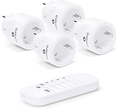 Draadloos Stopcontactenset 2300 Watt | Afstandsbediening, 4 Stopcontacten, 30 Meter Bereik, Compact, Wit