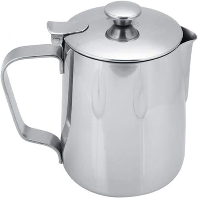 Stainless Steel Melkopschuimer met Deksel voor Latte Kunst, Ideaal voor Koffie en Thee (350ml)