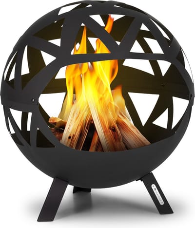 Blumfeldt Vuurschaal, Robuuste outdoor stalen vuurschaal groot voor balkon & camping, Mobiele vuurschaal 68 cm, Vuurschalen met standvoet, Weerbestendige vuurschaal voor de tuin, Ronde vuurhaard