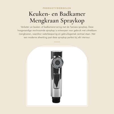 Dailygoods- Keukenkraan Spraykop - Vervangingsaccessoire - Voor Keuken/Badkamer - Hoogwaardige ABS - Chroom Afwerking - Eenvoudig te Installeren - Kraanaccessoire