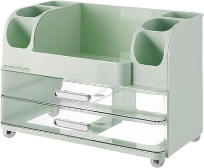 Make-up Organizer - Cosmetische Opslag - Bureau Organiseren - Meerdere Compartimenten - 28x23.3x28 cm - Groen