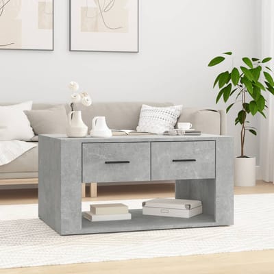 vidaXL - Salontafel - 80x50x40 - cm - bewerkt - hout - betongrijs