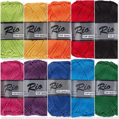 Lammy yarns Rio katoen garen pakket - diverse kleuren - 10 bollen