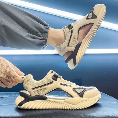 Heren sport sandalen zomer ademend mesh sandalen heren outdoor casual lichtgewicht strand sandalen mode heren schoenen 43 zwart