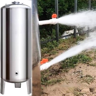 Roestvrijstalen Druk Tankaansluiting - Waterdruk Verhoger Opslagvat - Automatische Watervoorziening - Voedselveilig Roestvrij Staal - 95x40cm - Zilver