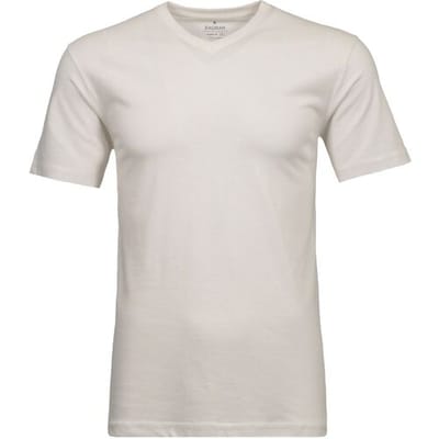 Ragman T-Shirt Uni V-Neck Single Jersey Ecru / male