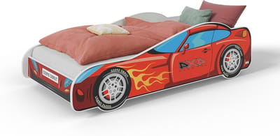 Autobed Kinderen - Peuterbed Race - Veilig Slapen - Met Matras - 140 x 70 cm - Meerkleurig