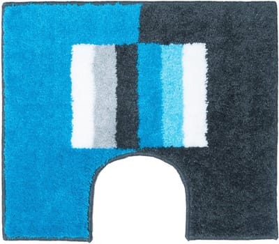 Casilin WC-mat Antislip Elba - 60x50cm - Met Uitsparing - Waterabsorberende Badmat - Wasbaar en Sneldrogend - Acryl - Blauw, Aqua