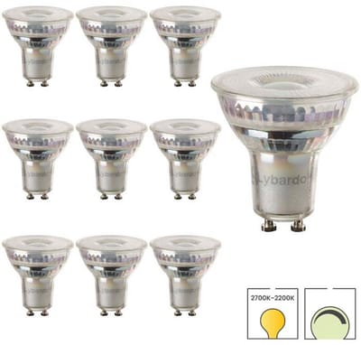 Lybardo - GU10 LED Lamp - 10-pack - 5.5W Dimbaar - 2200K-2700K - Dim to Warm