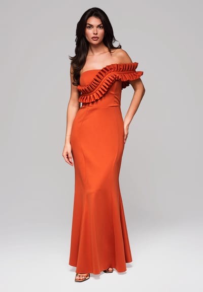 LARICA Jurk - Rits - Jurk Donkeroranje XS