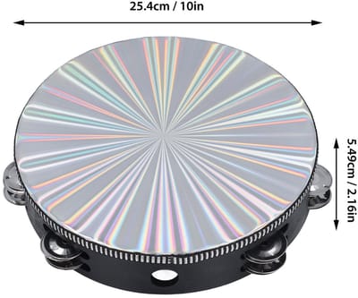 Dailygoods- Tamboerijn 10 Inch - Dubbele Rij Jingles - Berkenhout - Helder Geluid - Reflecterende Trommel - Esthetisch Ontwerp - Percussieinstrument