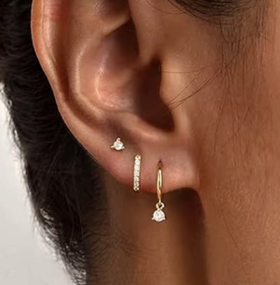 Oorbellen Set - 3 stuks - Kleur: Goud - Luxe Oorbellen - Incl. Cadeauverpakking - Oorhangers / Oorring / Oorknopjes - Hoge Kwaliteit RVS - Stainless Steel / Roestvrijstaal - Verkleurt Niet - Oorbellen Set - Oorbellen Vrouwen / Dames