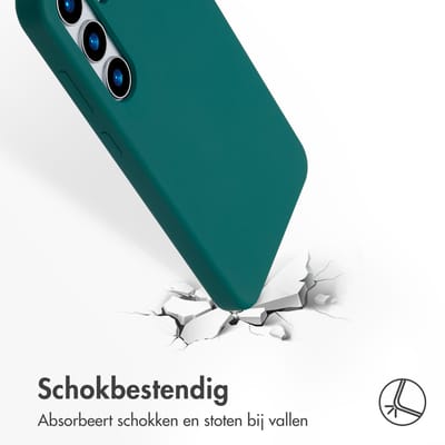 Accezz Hoesje - Geschikt voor Samsung Galaxy S25 Plus - Liquid Silicone Backcover met Magnetische Ring - Forest Green