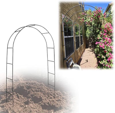 Metalen Tuinboog - Rozenlatwerk Prieel - Decoratieve Tuinondersteuning - Weerbestendig Stevig Staal - 240 x 220 cm - Zwart