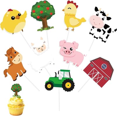 Leuke Boerderij Verjaardagsdecoratie met 36 Stuks - Tractor, Dieren en Cupcake Topper voor Kinderfeestje