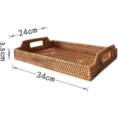 Eco Vriendelijke Rotan Opbergbak Handgeweven Wicker Mand Brood Snack Voedselbord Fruit Taart Schotel Diner Serveerblad Thee Dienblad