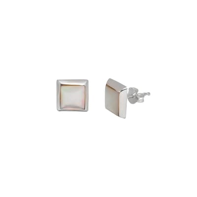 Zilveren oorstekers - vierkant natuursteen - 925 zilver - 37x26x3