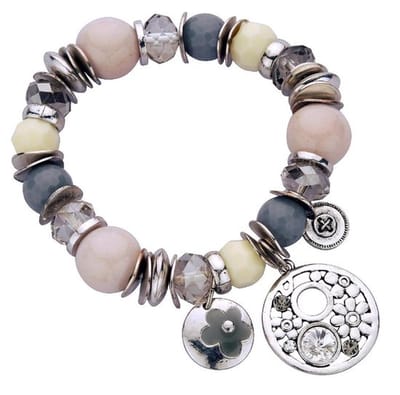 Behave - rekarmband zachte pastel look - bloemen en steentjes
