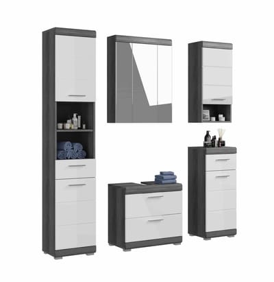 Scout badkamercombinatie wit hoogglans MDF TZ rookzilver NB - 37x164x191cm