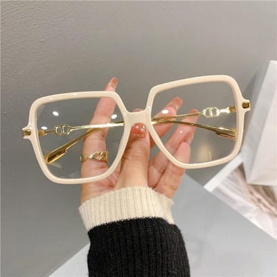 Lunettes de vue carrées à monture large style classique pour femmes Bloquant la lumière Monture en métal Lunettes optiques élégantes pour la vision Lunettes pour appareils numériques