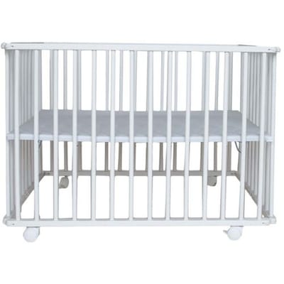 Prénatal Inklapbox Edin – In 3 Hoogtes Verstelbare Baby Box – Kinderbox op Wieltjes – 100 x 75 cm - Wit