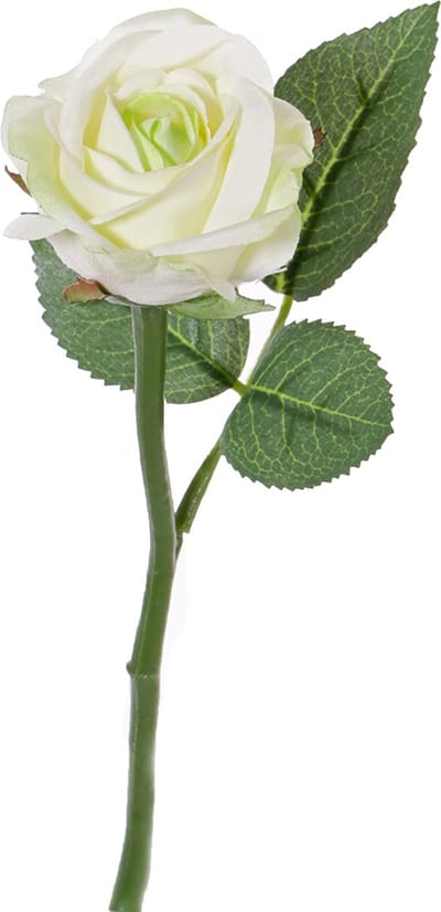 Top Art Kunstbloem roos Nina - wit - 27 cm - kunststof steel - decoratie bloemen